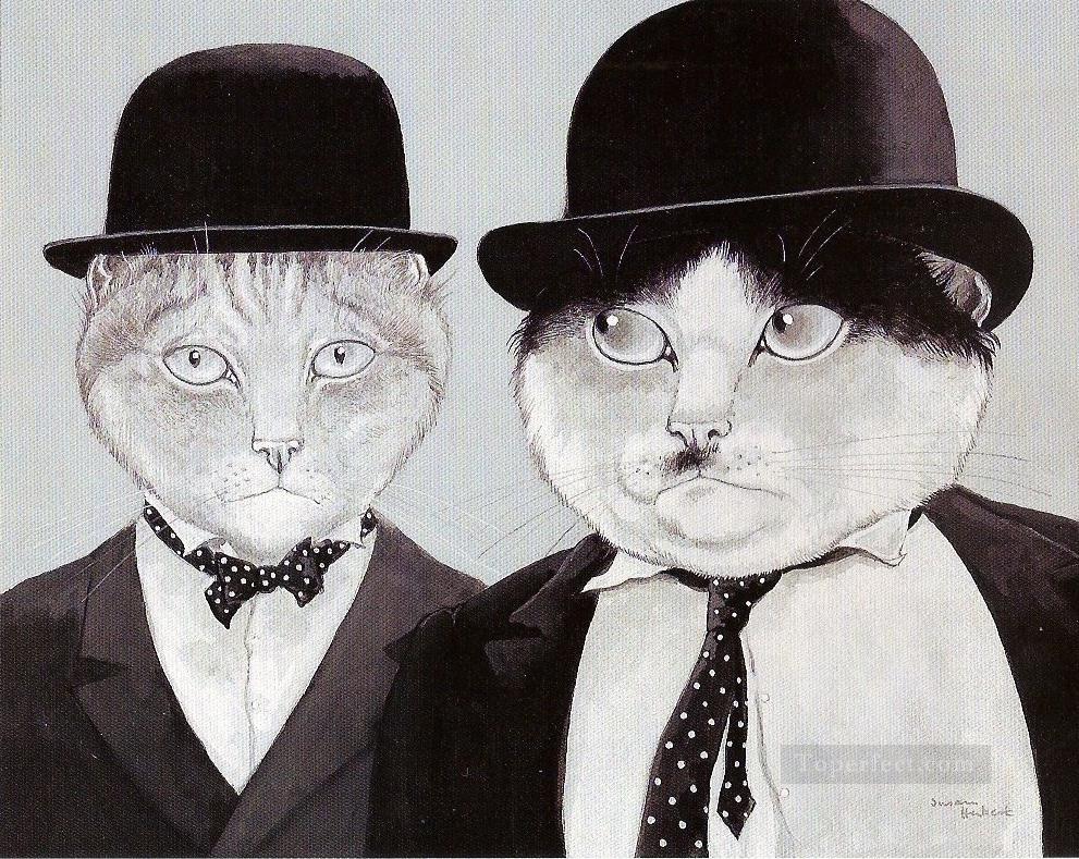 chats en costume Animal facétieux Peintures à l'huile
